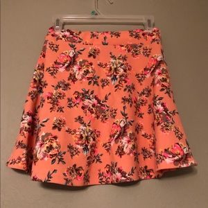 Coral Floral Skirt - A-Line/Flirty/Polyester